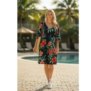 RUBY RD. Navy Tropical Dress